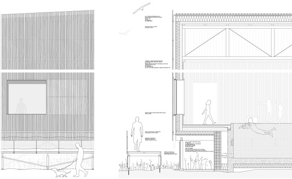 arkitektritning av badanläggning utanför Uppsala