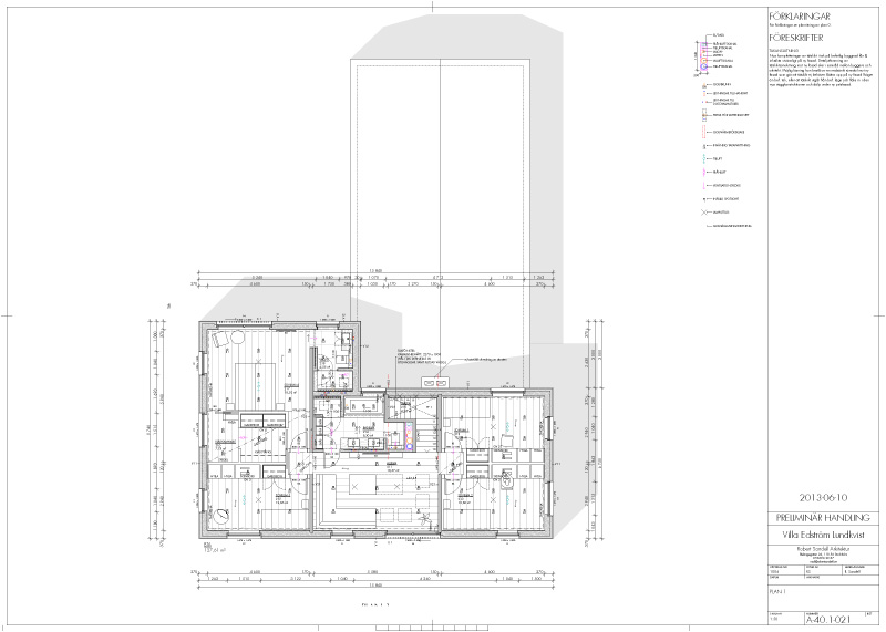 Ombyggnad och nybyggnad av villa Täby i Stockholm med ritning av övre plan