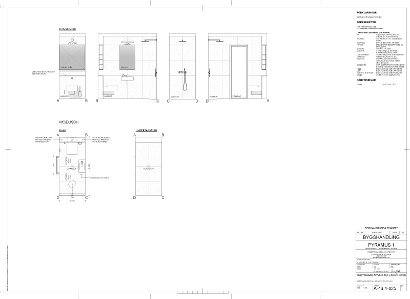 Arkitektritning av wc dusch