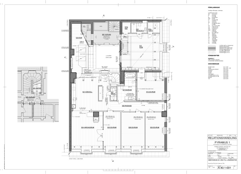 Ritning av ombyggnad av lägenhet i Stockholm, nedersta plan